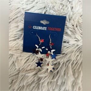 Celebrate Together Patriotic pierced fish hook star dangly earrings